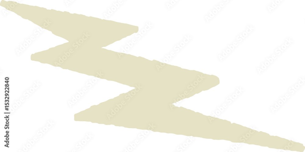 Poster flat design lightning bolt floating on transparent background featuring pale yellow rough edges