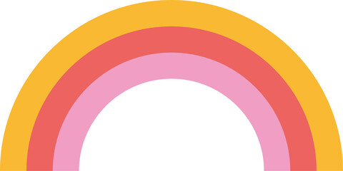Flat vector illustration is showing rainbow arch with three pastel bands on transparent background