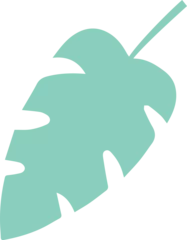 Fotobehang Abstract leaf with lobed cutouts is floating diagonally on transparent background in flat design © vectorfusionart