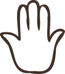 Fotobehang Depicting stylized open hand outline forming thick brown continuous line, transparent background © vectorfusionart