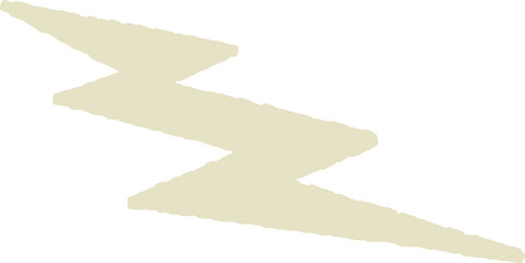 Flat design lightning bolt floating on transparent background featuring pale yellow rough edges