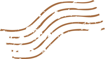 Wavy brush strokes are flowing in flat design with distressed brown texture, transparent background