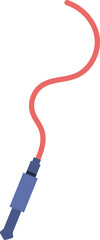 Jump rope hanging in vector art, showcasing red vinyl cord and blue handles on transparent backdrop