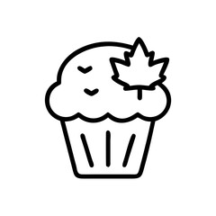 Maple Muffin Outline Icon Vector Illustration