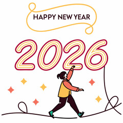 Happy new year 2026 celebration girl balloon