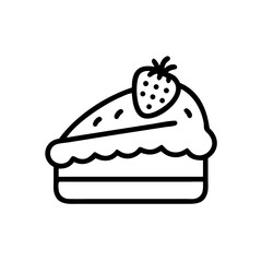 Strawberry Shortcake Outline Icon Vector Illustration
