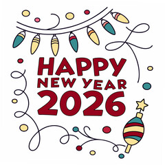 Happy new year 2026 festive design element