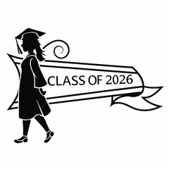 Graduate silhouette class of 2026 transparent png