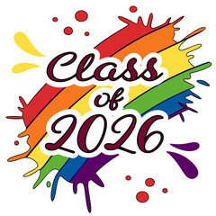 Class of 2026 rainbow splash design element