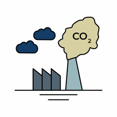 CO2 Emissions. Motion Graphics showing Industrial Mail Rleasing Carbon dioxide 
