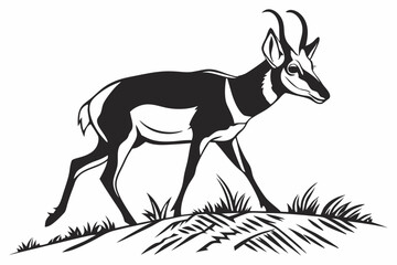 pronghorn sihouette black vector