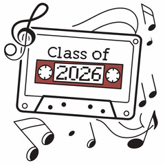 Class of 2026 cassette tape music graduation