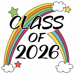 Class of 2026 rainbow graduation design element
