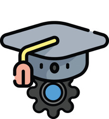 Graduation Cap Gear Icon – Education and Innovation Technology Illustration