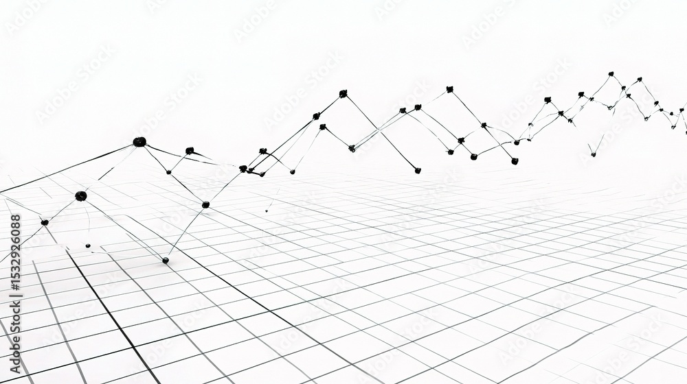 Aufkleber line graph with directional arrows and grid for business analysis