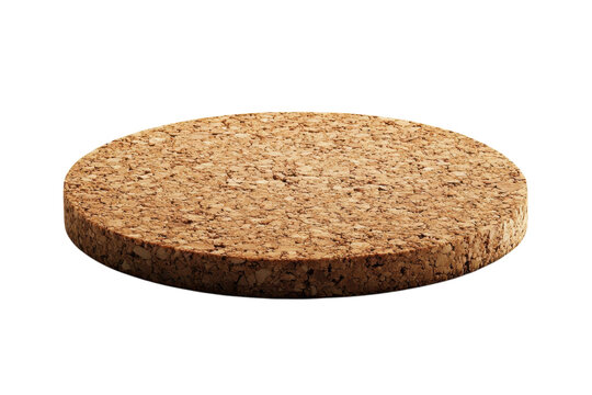 The natural elegance of a round cork coaster evoking warm rustic charm and eco friendly appeal on transparent background