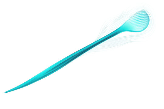 The radiant cyan tongue scraper promises fresh breath with a touch of modern dental care in a on transparent background