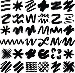 Ink Brush Stroke Vector Collection – Artistic Abstract Shapes and Scribbles