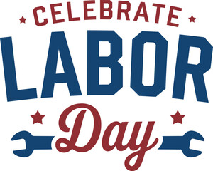 Celebrate Labor Day Typography with Tools and Stars Vector Illustration