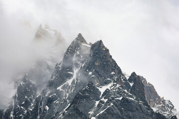 Aiguille du Blaitiere, to the left, 3522 m, and Aiguille du Plan, 3673 m, Aiguilles du Chamonix, Mont Blanc Massif, Alps, Chamonix, France