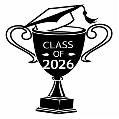Class of 2026 graduation trophy with cap design