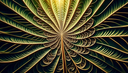 Fototapeta premium The Fibonacci in palm leaf veins, Ai generated image