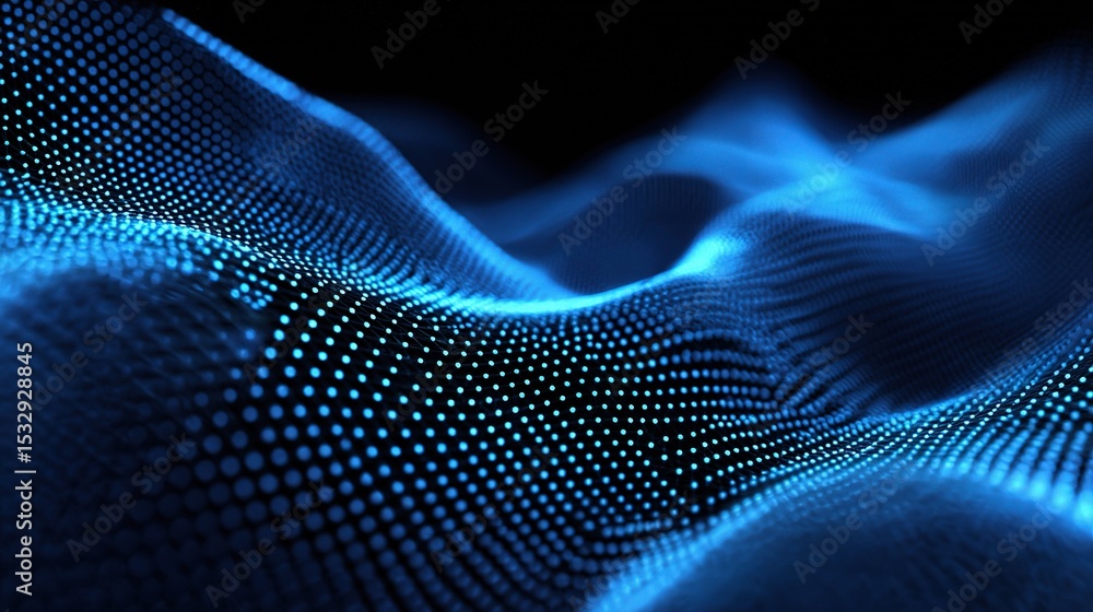 Poster Abstract 3D Blue Wave Grid Background for Science and Technology Use