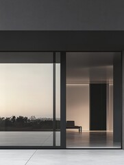 A modern sliding window with sleek lines and large glass panes.
