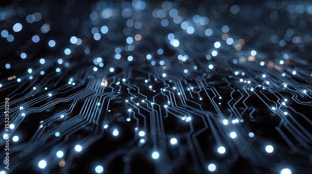 Poster stylized circuit background with digital technology elements