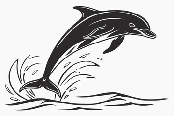 Naklejka premium dolphin sihouette black vector