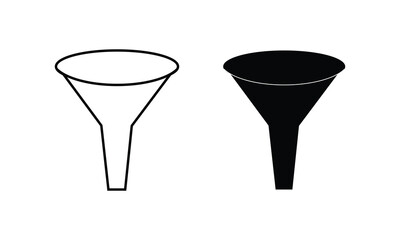 Funnel vector icon with white background. Funnel icon of glyph style design vector template. Filter icon vector illustration.