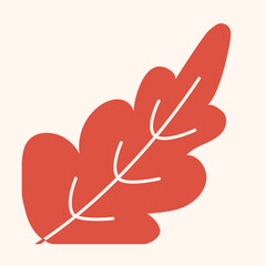 Autumn hand drawn organic shaped leaf in retro hippie style 60s 70s for seamless pattern, prints and posters. ector illustration.