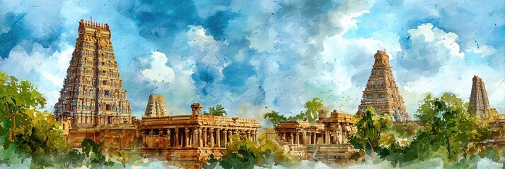 Tamil nadu day watercolor poster design.
