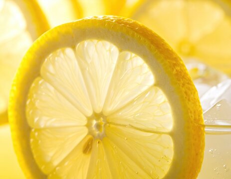 A lemon slice brightens a drink with its vibrant color and refreshing citrus.