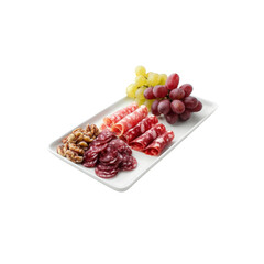 Delicious Charcuterie Board with Salami, Grapes, and Walnuts