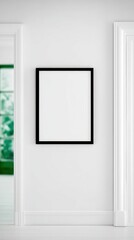 Black Frame on White Wall Interior Mockup