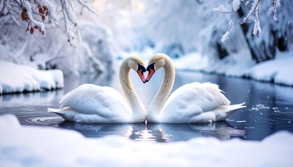 Two swans in winter