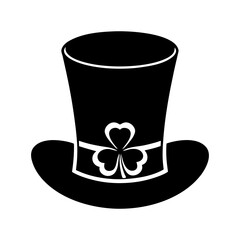green top hat with shamrock vector art silhouette