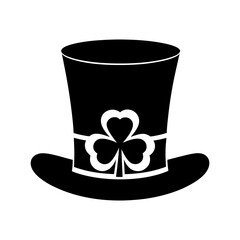 green top hat with shamrock vector art silhouette