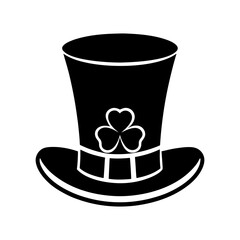 green top hat with shamrock vector art silhouette