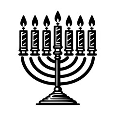 Menorah with candles black SVG