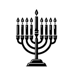 Menorah with candles black SVG