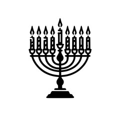 Menorah with candles black SVG
