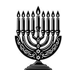 Menorah with candles black SVG