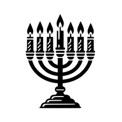 Menorah with candles black SVG