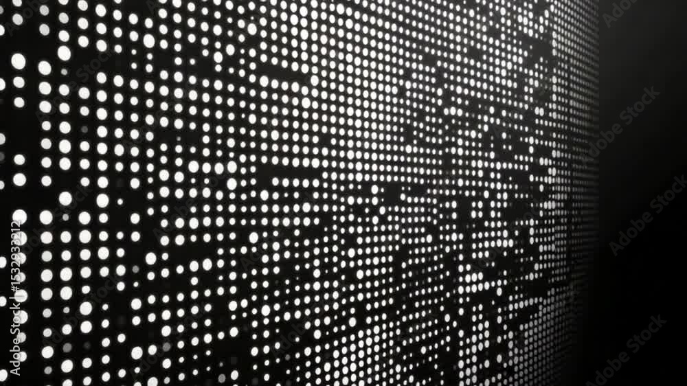 Poster abstract white dots on black backdrop create a futuristic, minimalist design element