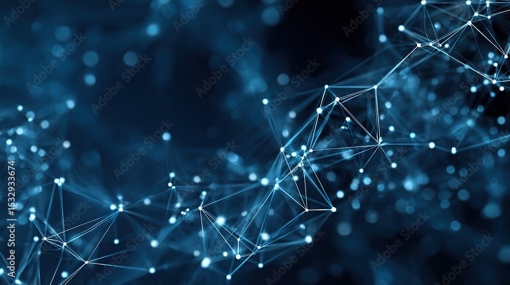 Poster abstract digital network overlay in blue tech interface background