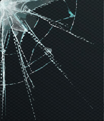 hole broken glass on transparent background