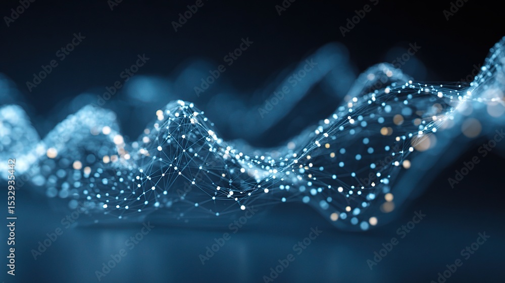 Poster abstract business waveform with network lines in motion