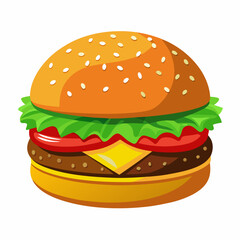 Delicious Cheeseburger with Sesame Seed Bun and Lettuce
